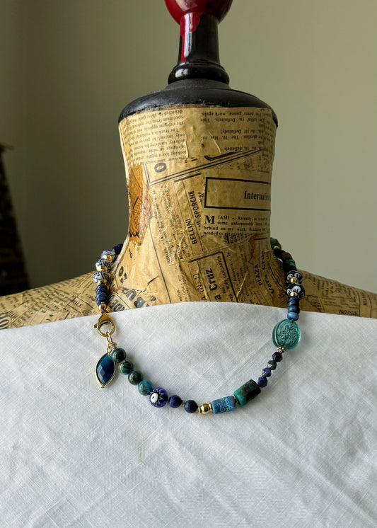 Lapis Lazuli and Natural Stone Bracelet Necklace – Model 20