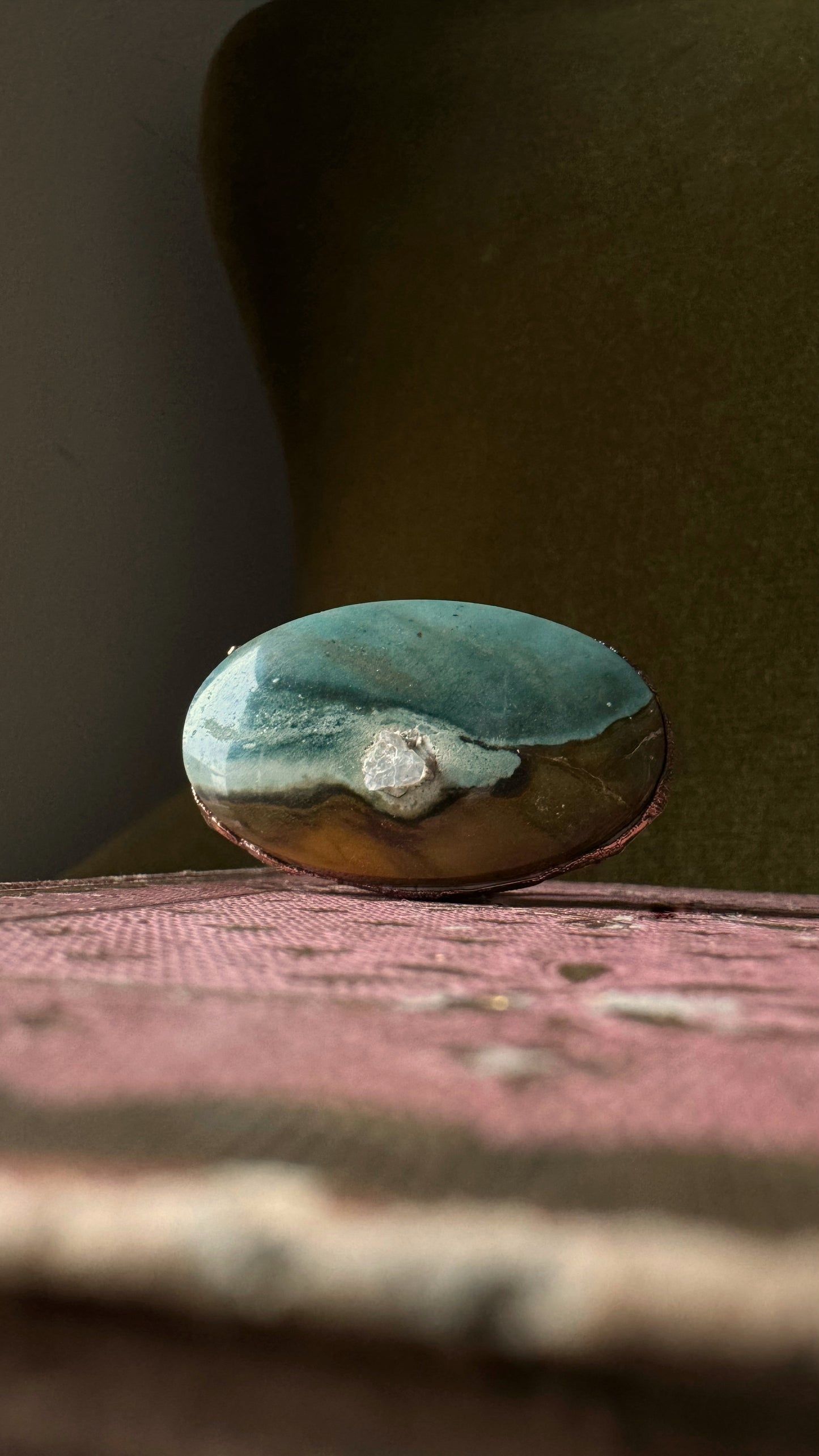 Ring with Ocean Jasper and Herkimer Micro-Clusters