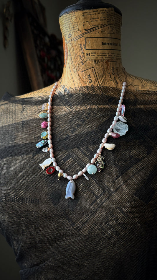 Collana con Perle di Ciondoli preziosi