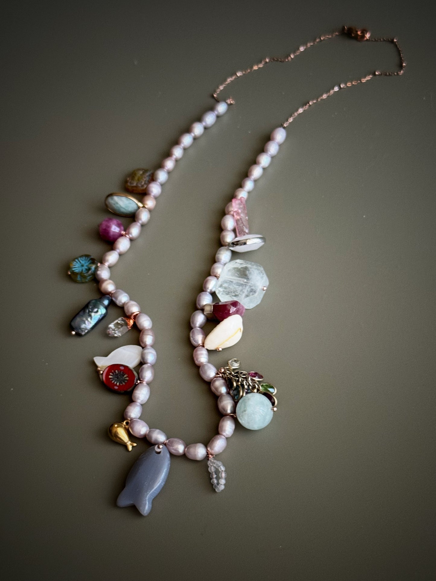 Collana con Perle di Ciondoli preziosi