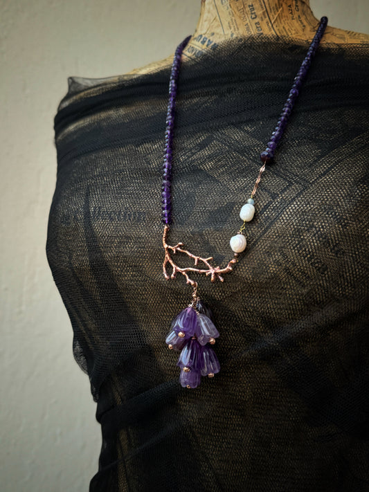 Collana di ametista con grappolo di fiorito