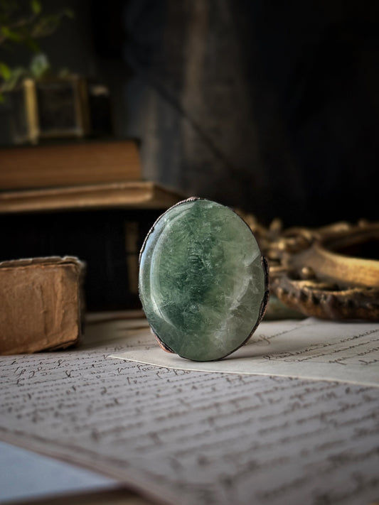 Ring with Green Fluorite Size 10