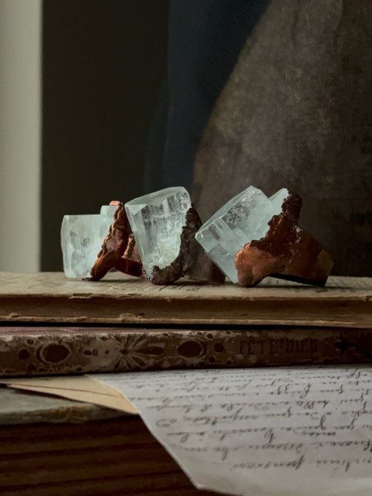 Anelli con acquamarina naturale mis. 4-6-9