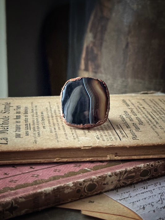 Anello in rame con Agata Botswana mis.7