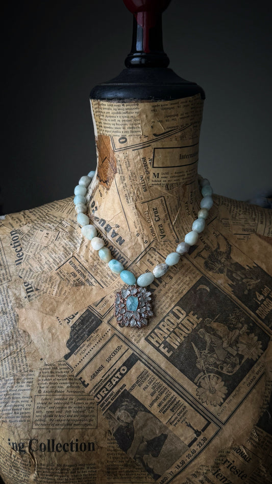 Amazonite necklace with precious pendant