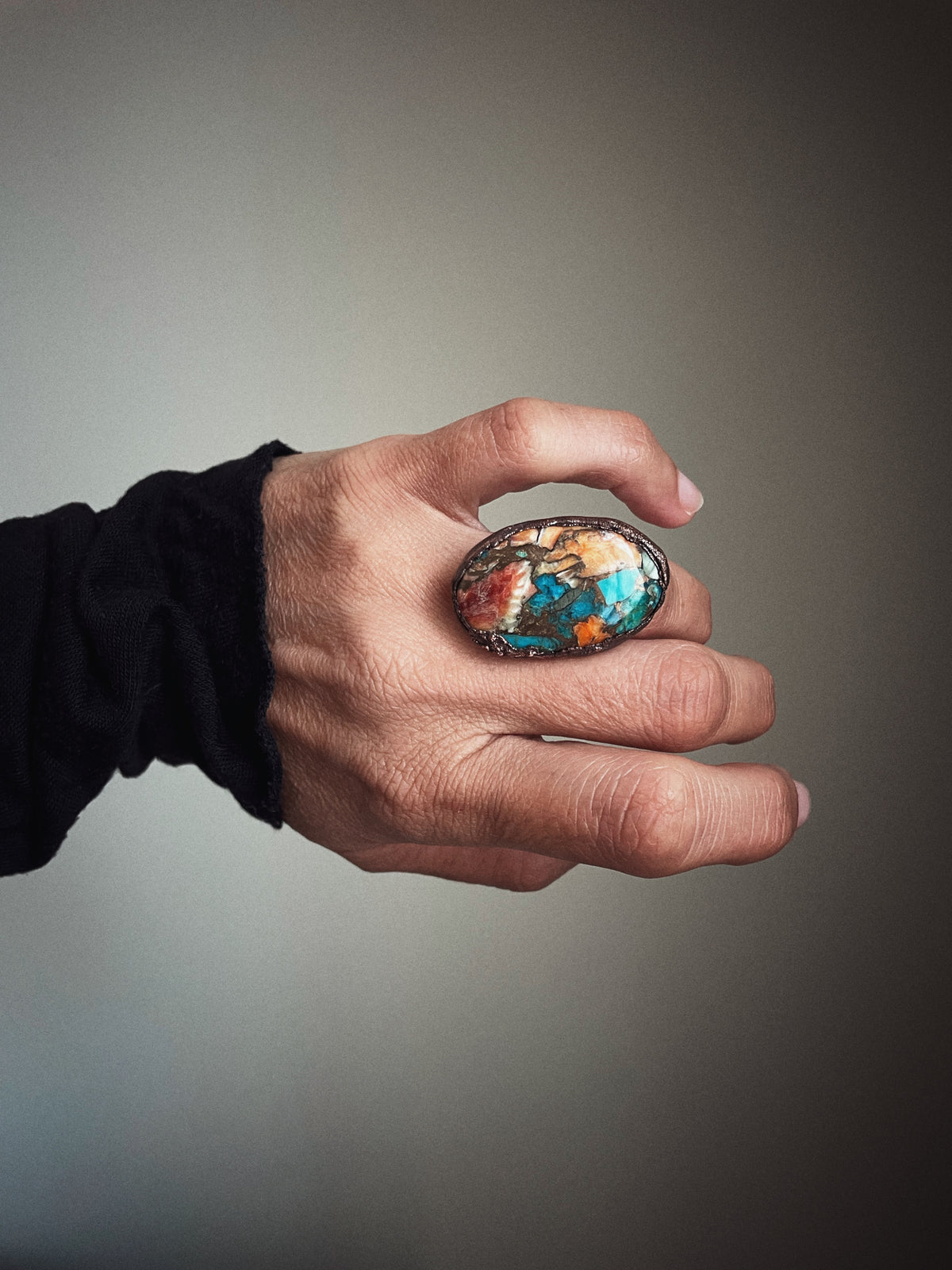Copper ring with Mojave stone | US 6