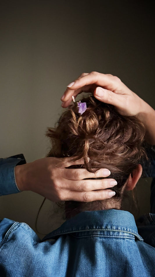 Fermacapelli Spillone con pietra di ametista