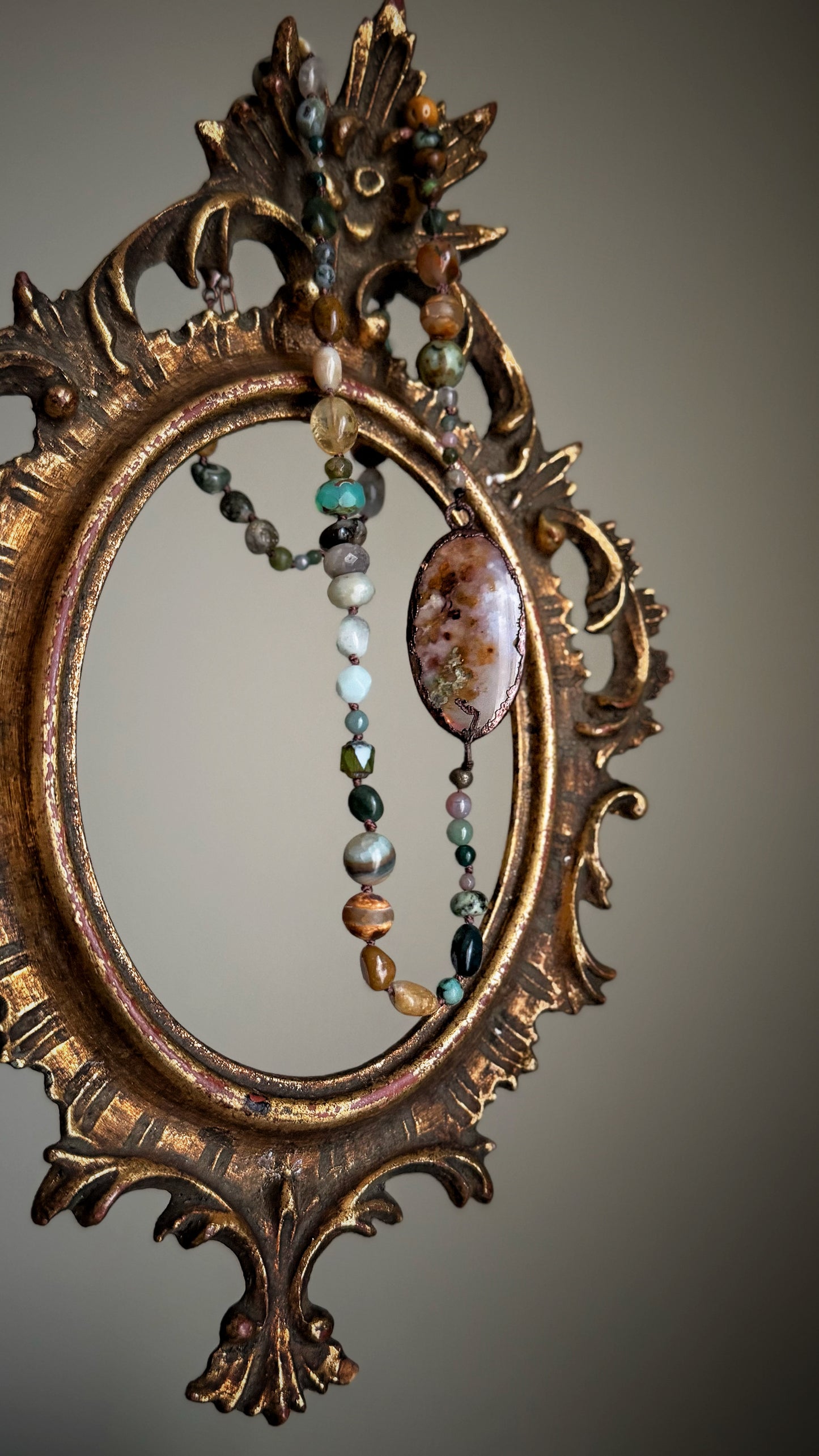 Necklace with mixed natural stones in earthy colors