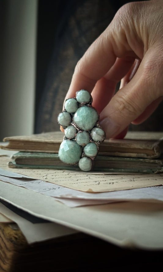 Anello con composizione di Amazzoniti. Mis. 8.5 us