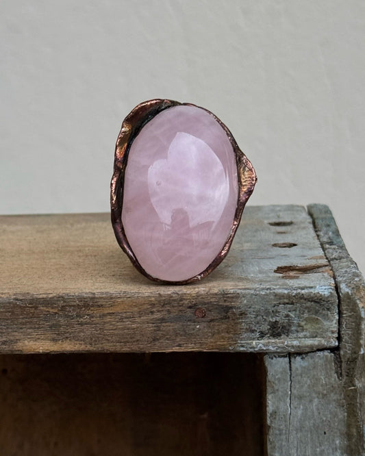 Anello con Quarzo rosa mis.8