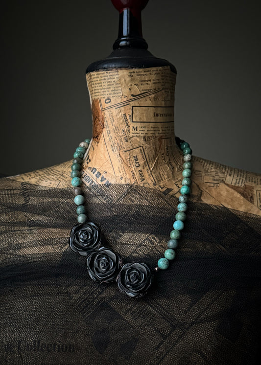 Blue Howlite and Black Obsidian Rose Choker – Ebbijoux