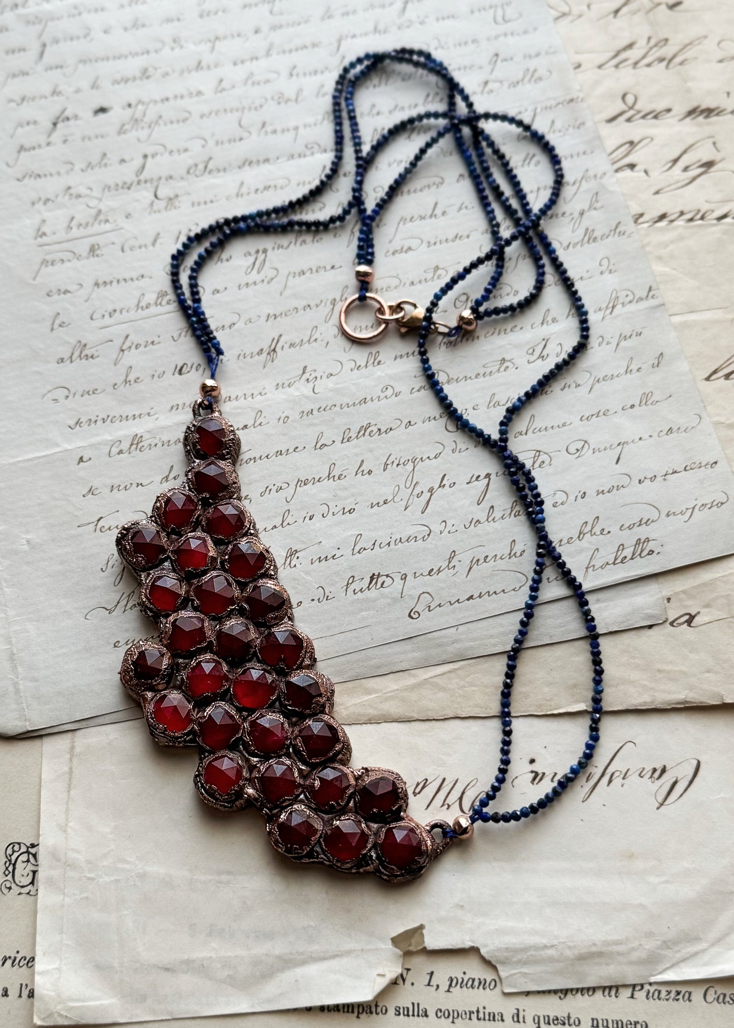 Lapis Lazuli Choker with Magenta Side Element
