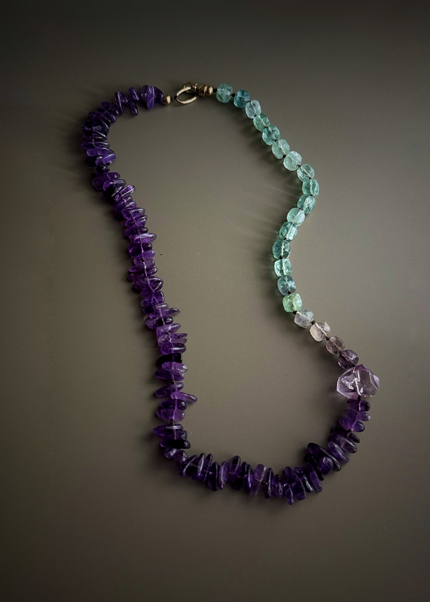 Collana Asimmetrica con Ametista e Fluorite – Mod.20 | Ebbijoux