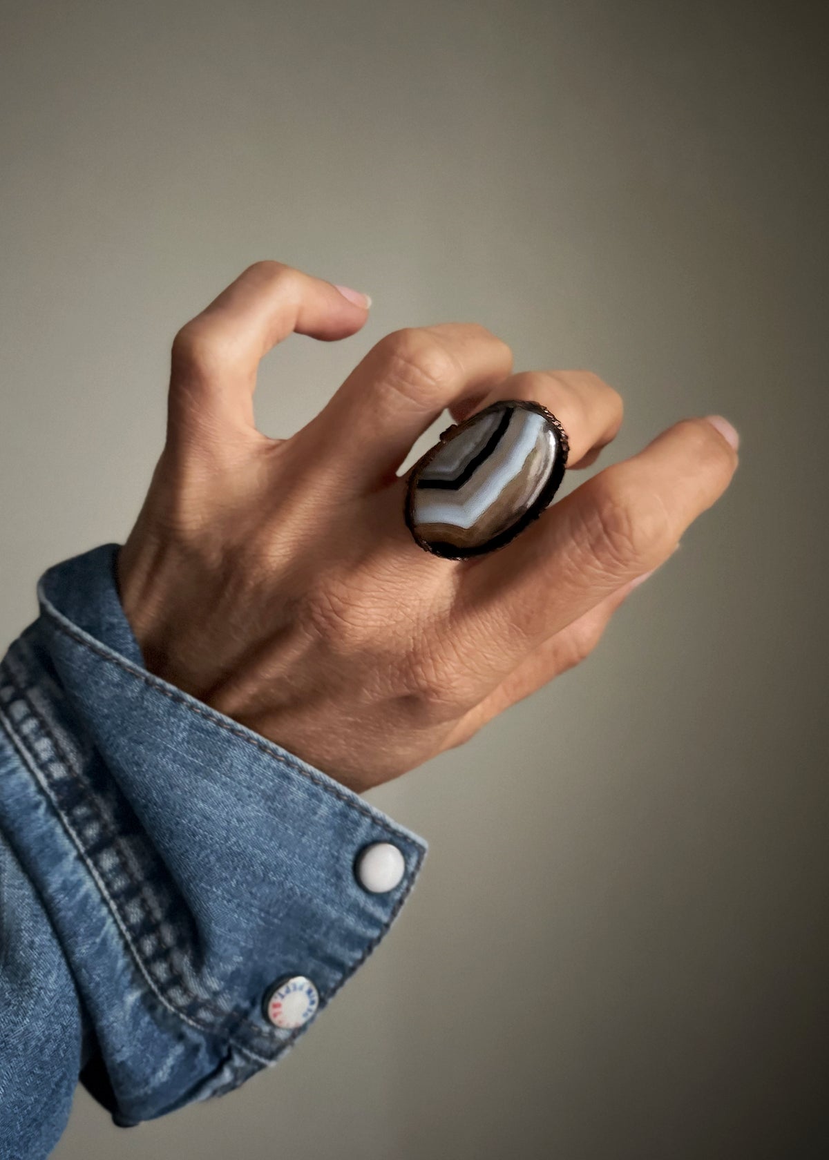 Anello in rame con agata del Botswana | US 8