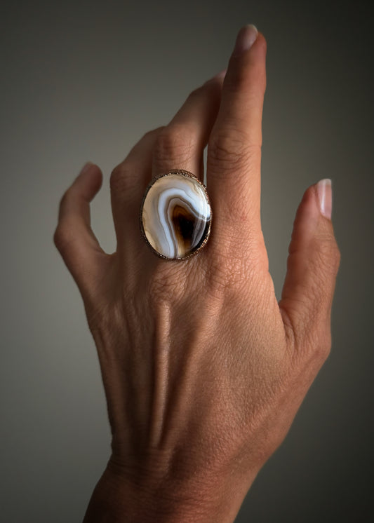 Copper ring with Botswana agate | US 8