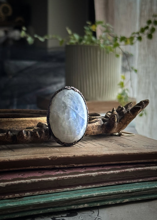 Anello in rame con Labradorite bianca mis.9 us