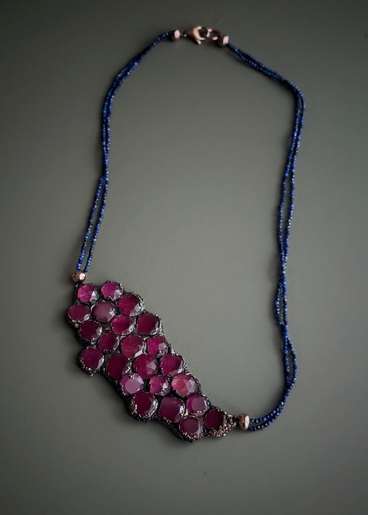 Lapis Lazuli Choker with Magenta Side Element