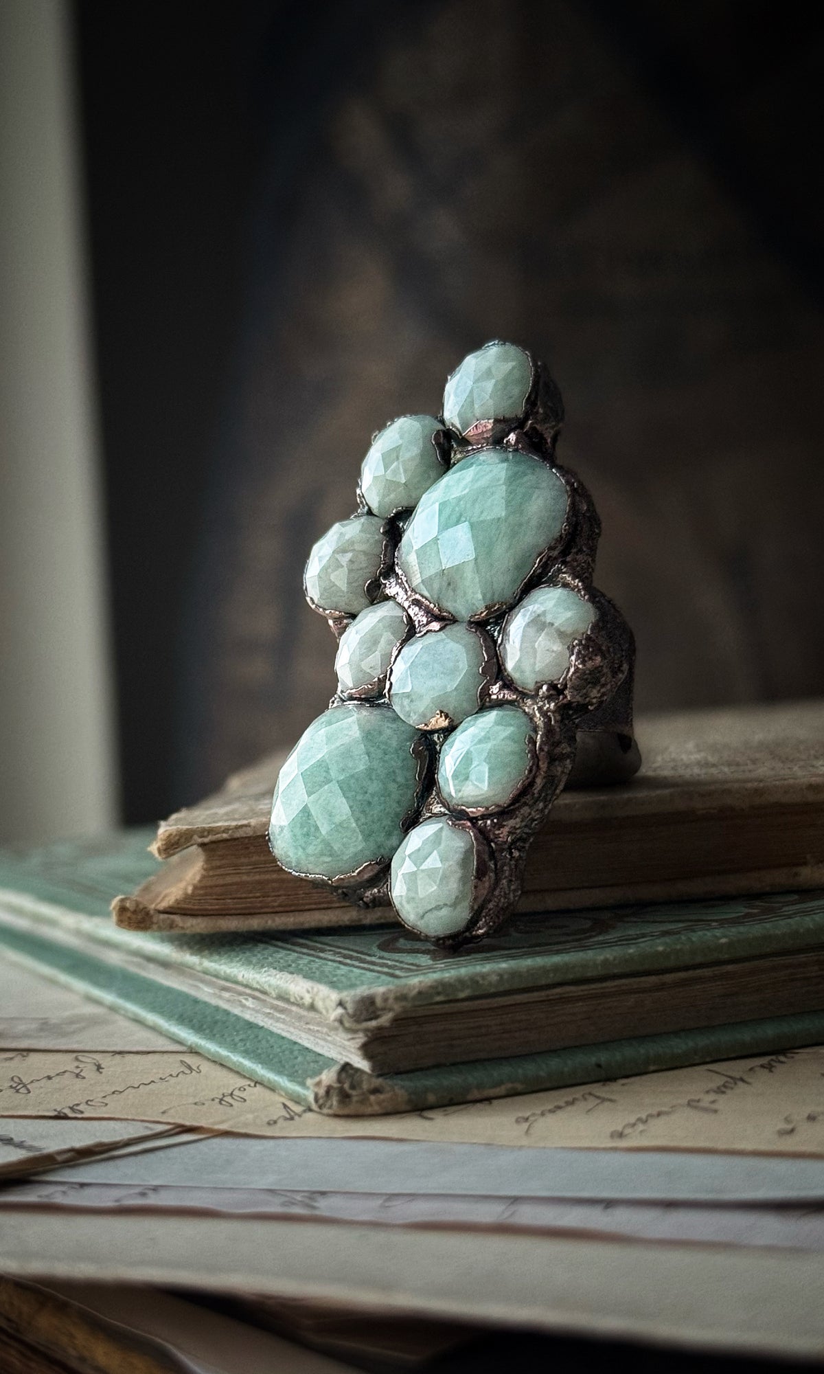 Ring with Amazonite composition. Size 8.5 us