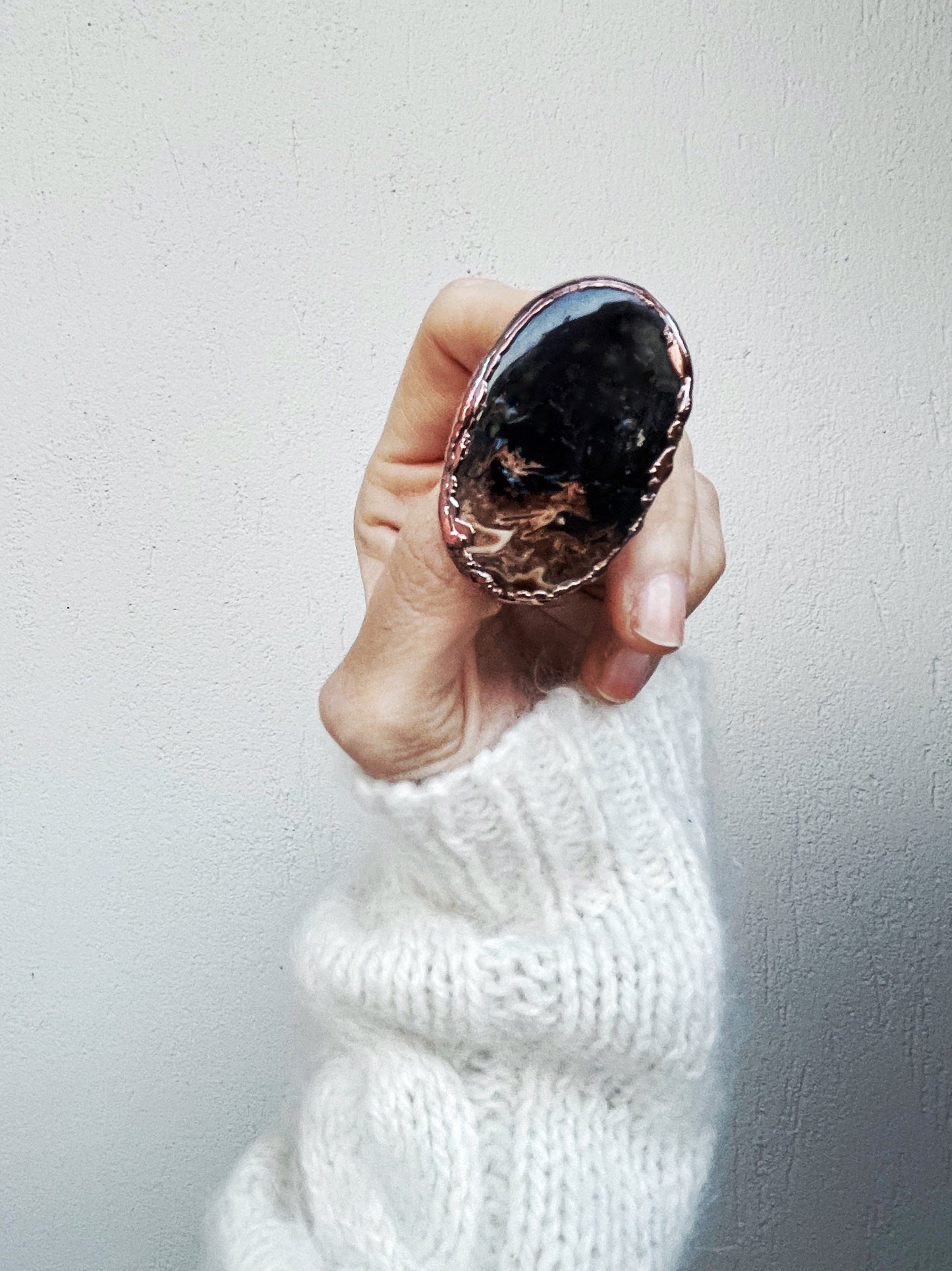 Anello con pietra Agata palm root