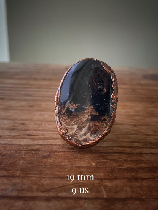 Anello con pietra Agata palm root mis.9