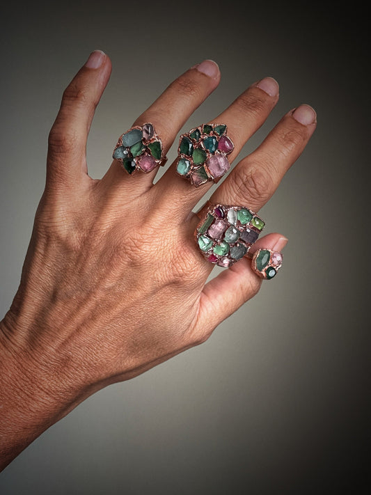 Anelli con pietre multiple di Tormalina
