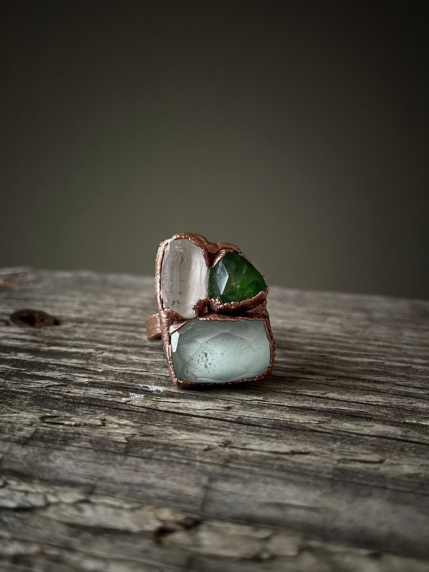 Anello con pietre multiple di Tormalina e Acquamarina