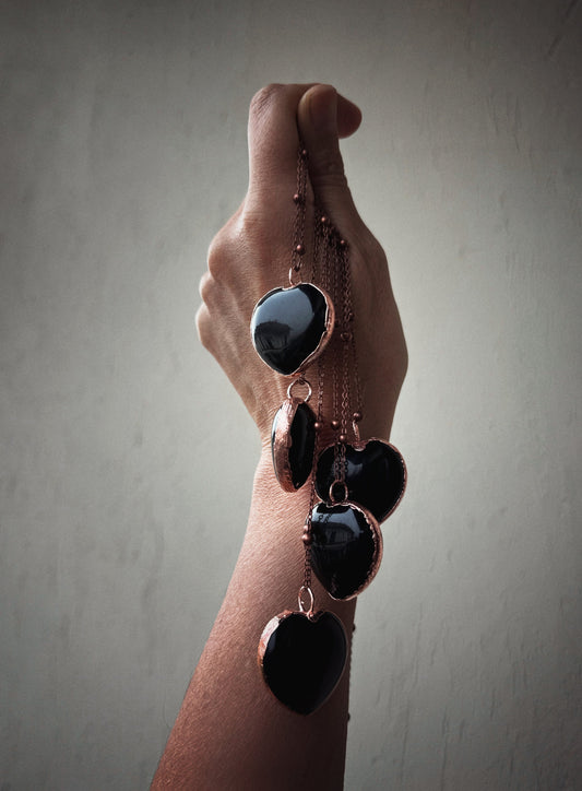 Collana con cuore nero di ossidiana