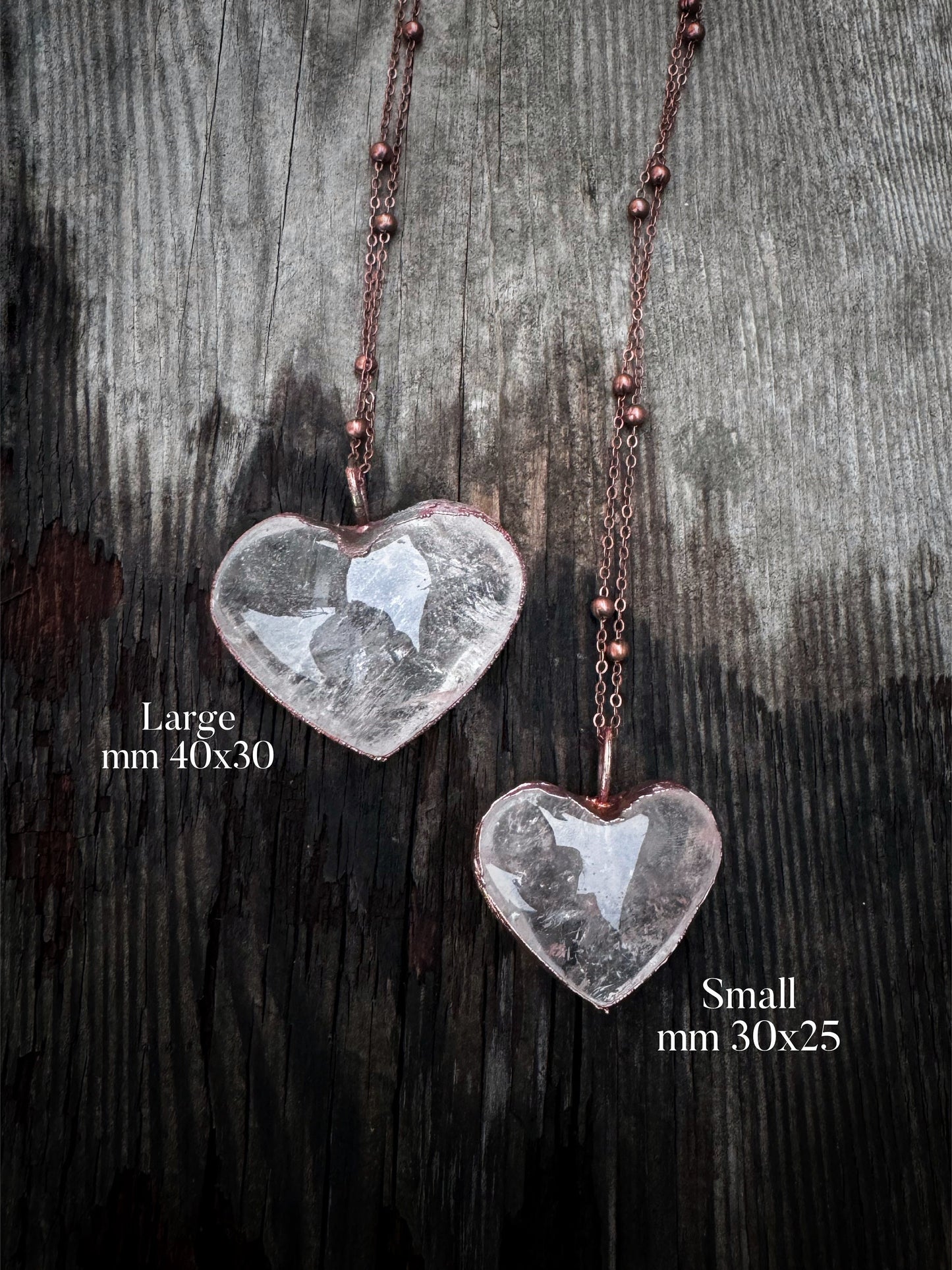 Collana con cuore di quarzo ialino