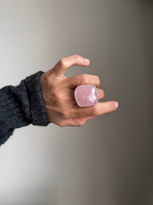 Anello con quarzo rosa Mis.10