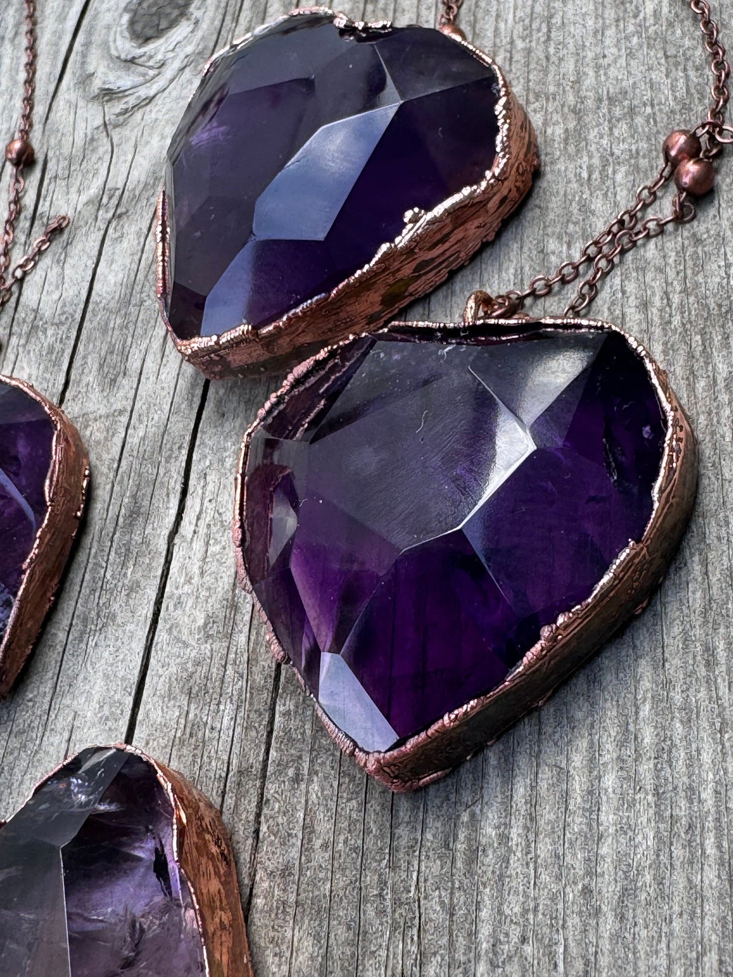 Collana con cuore di ametista o quarzo citrino