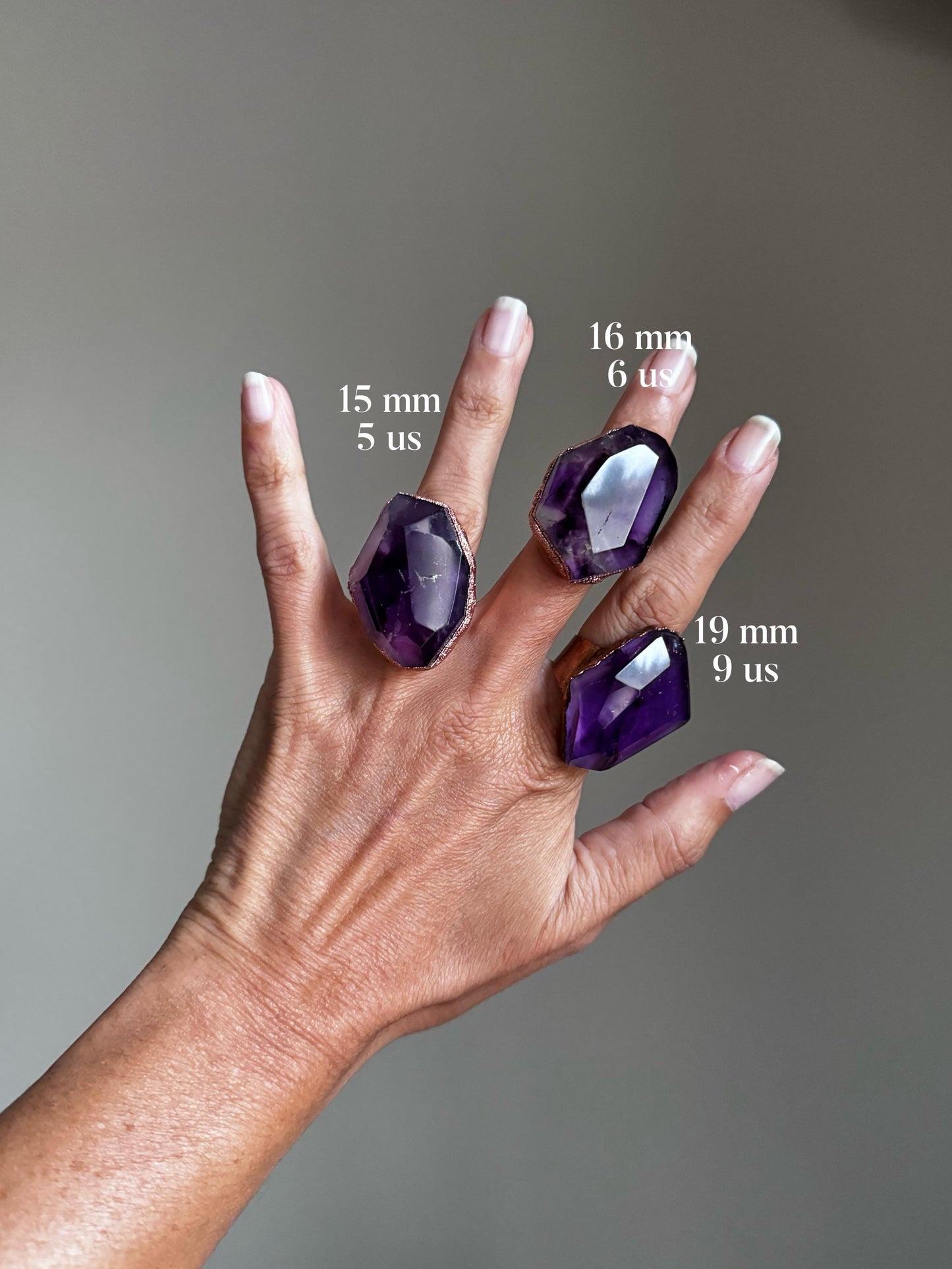 Large rings with amethyst