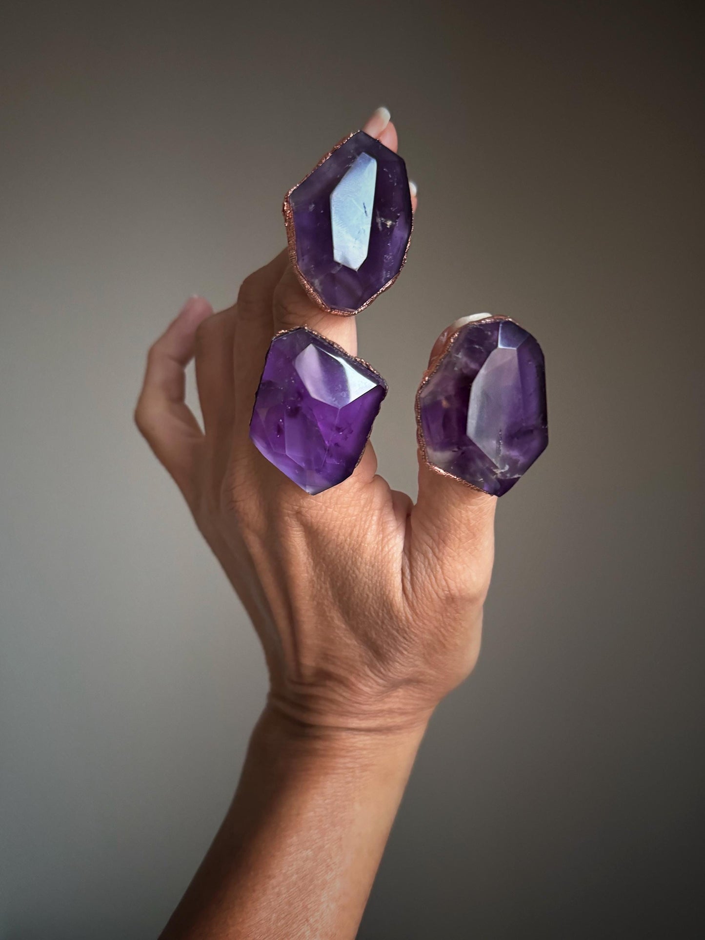 Large rings with amethyst