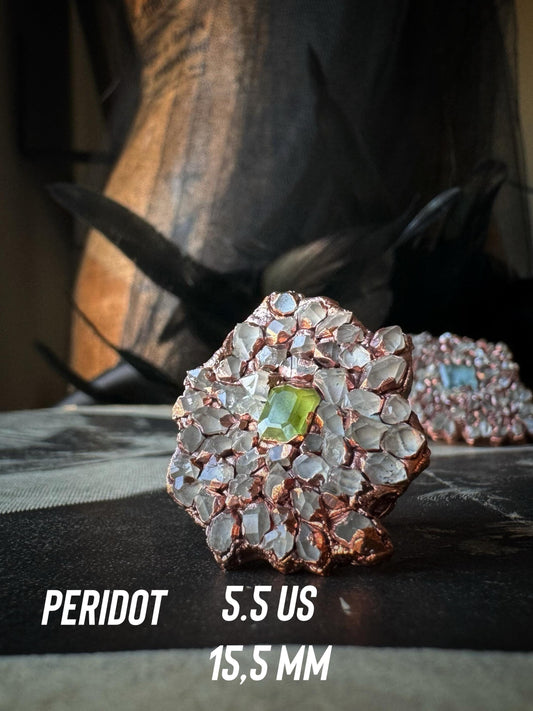 Rings with Herkimer pavé and colored center stone