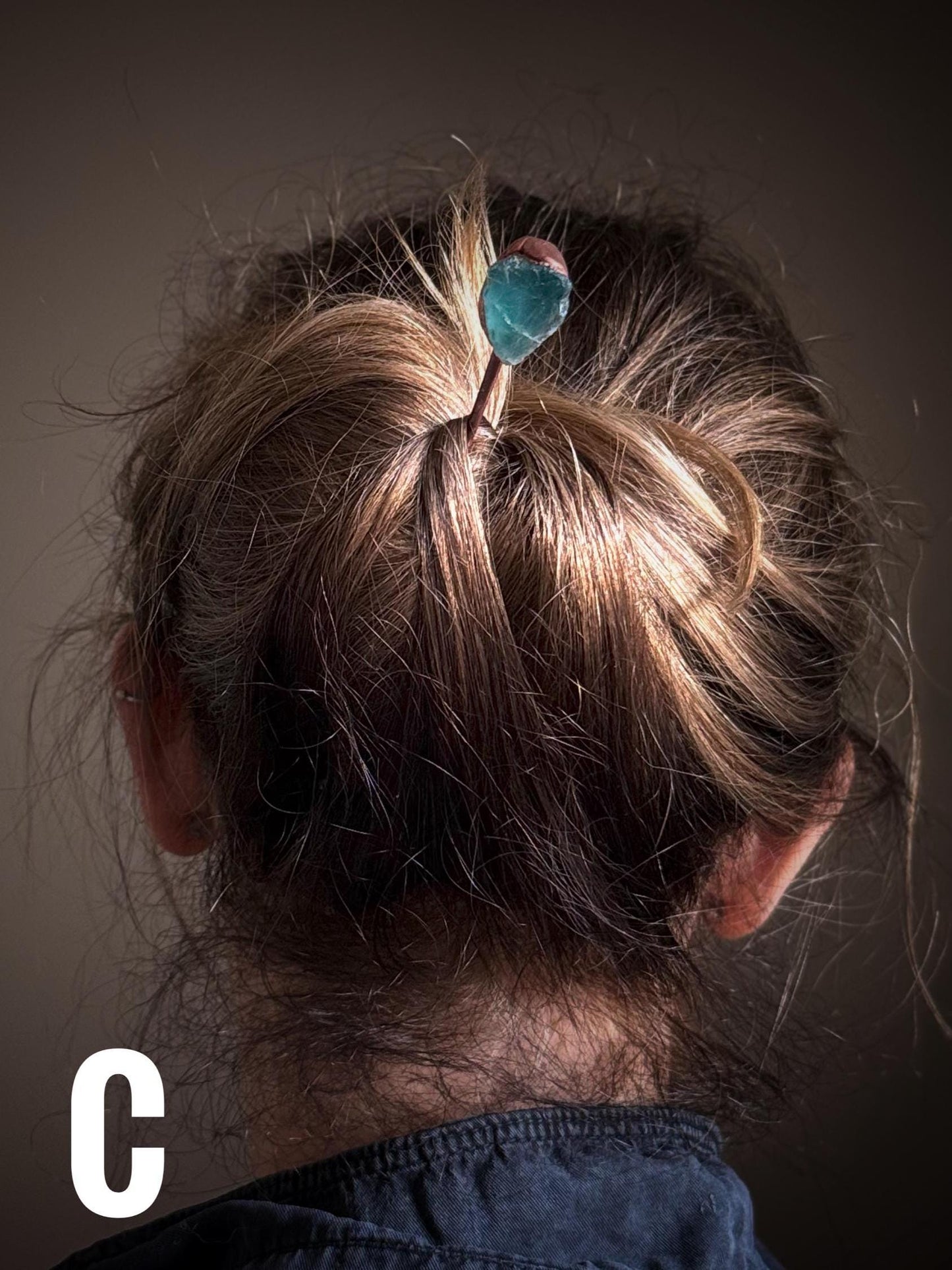 Spillone in rame per capelli con pietre preziose