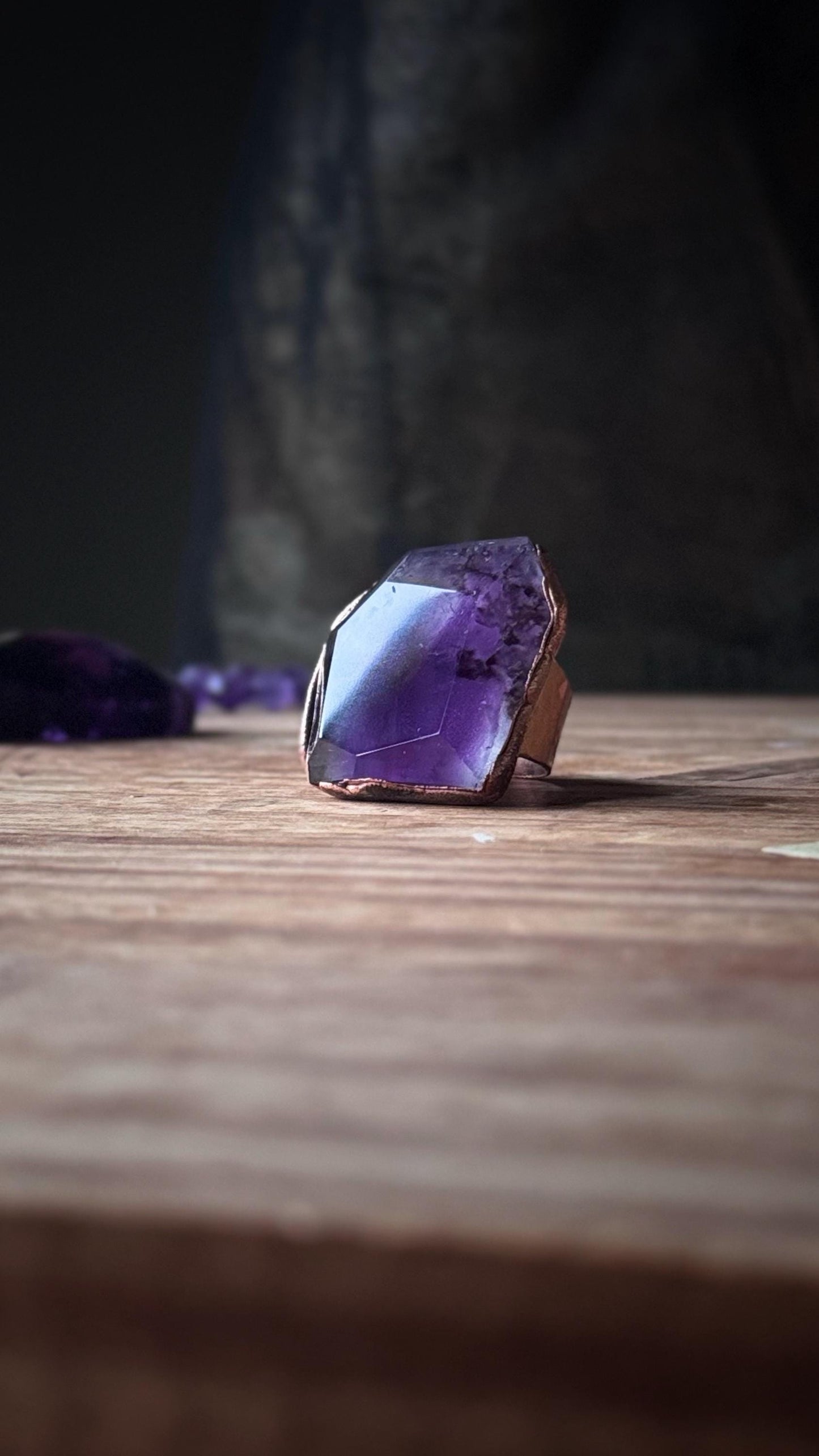 Large rings with amethyst