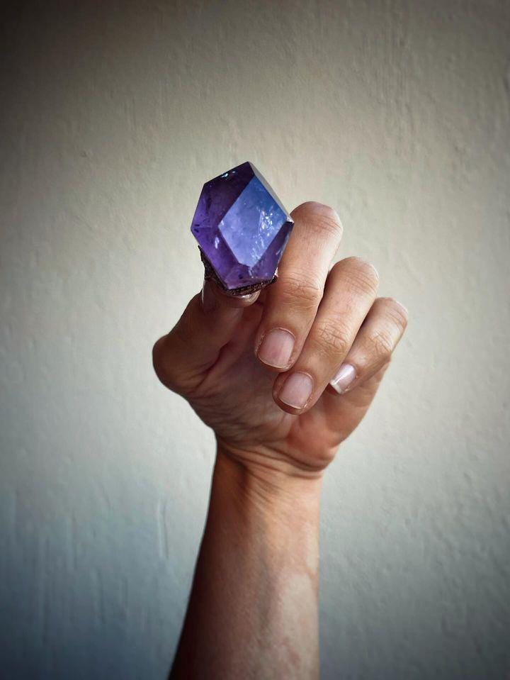 Large rings with amethyst