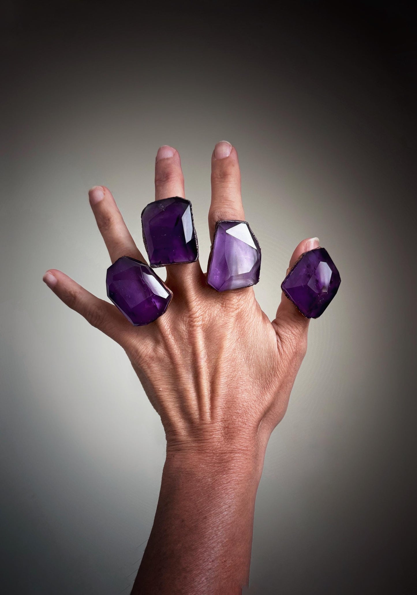 Large rings with amethyst