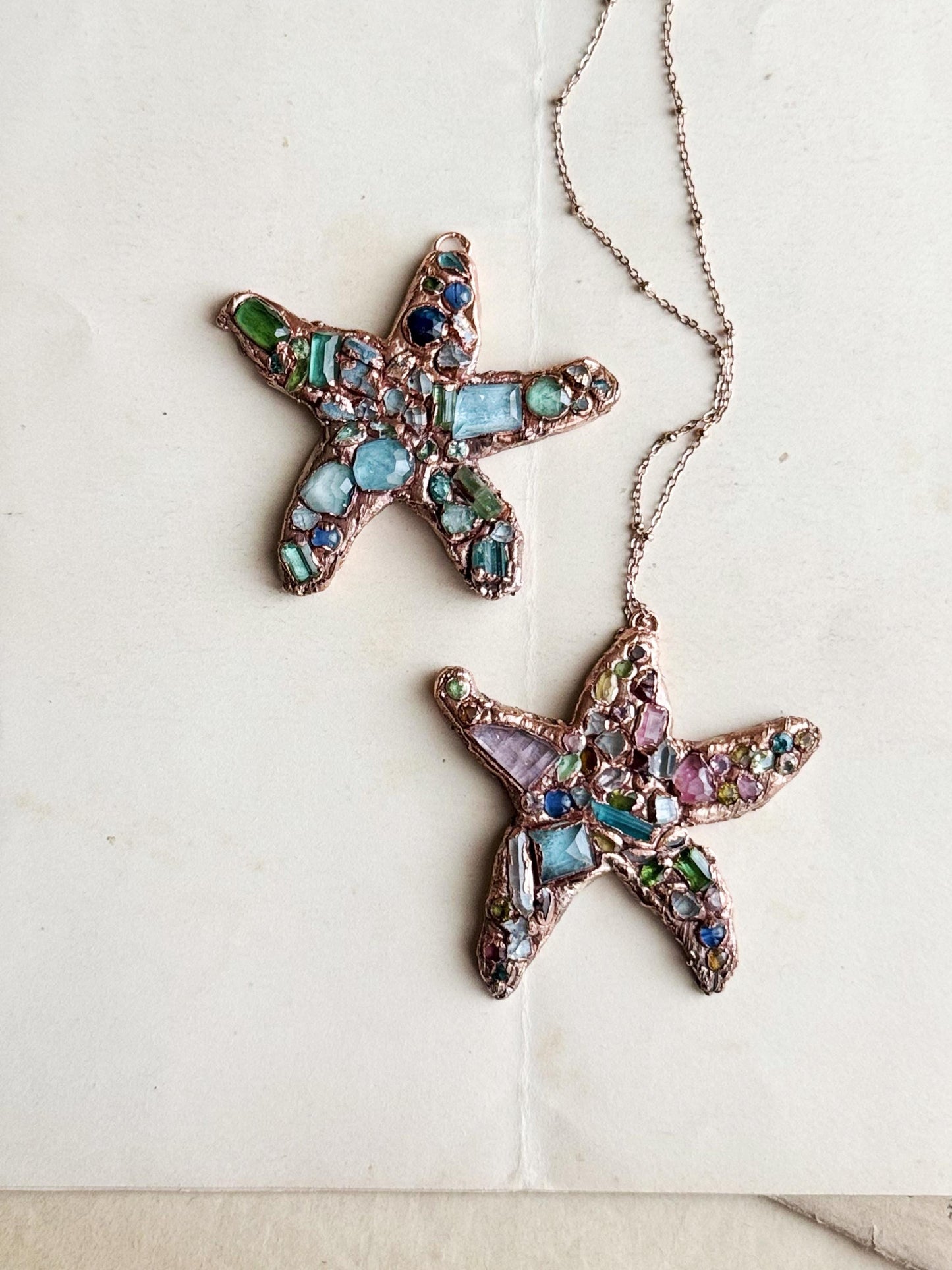 Ciondolo Stella Maris con Pavé di Pietre Preziose