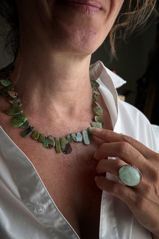 Collana in Crisoprasio naturale