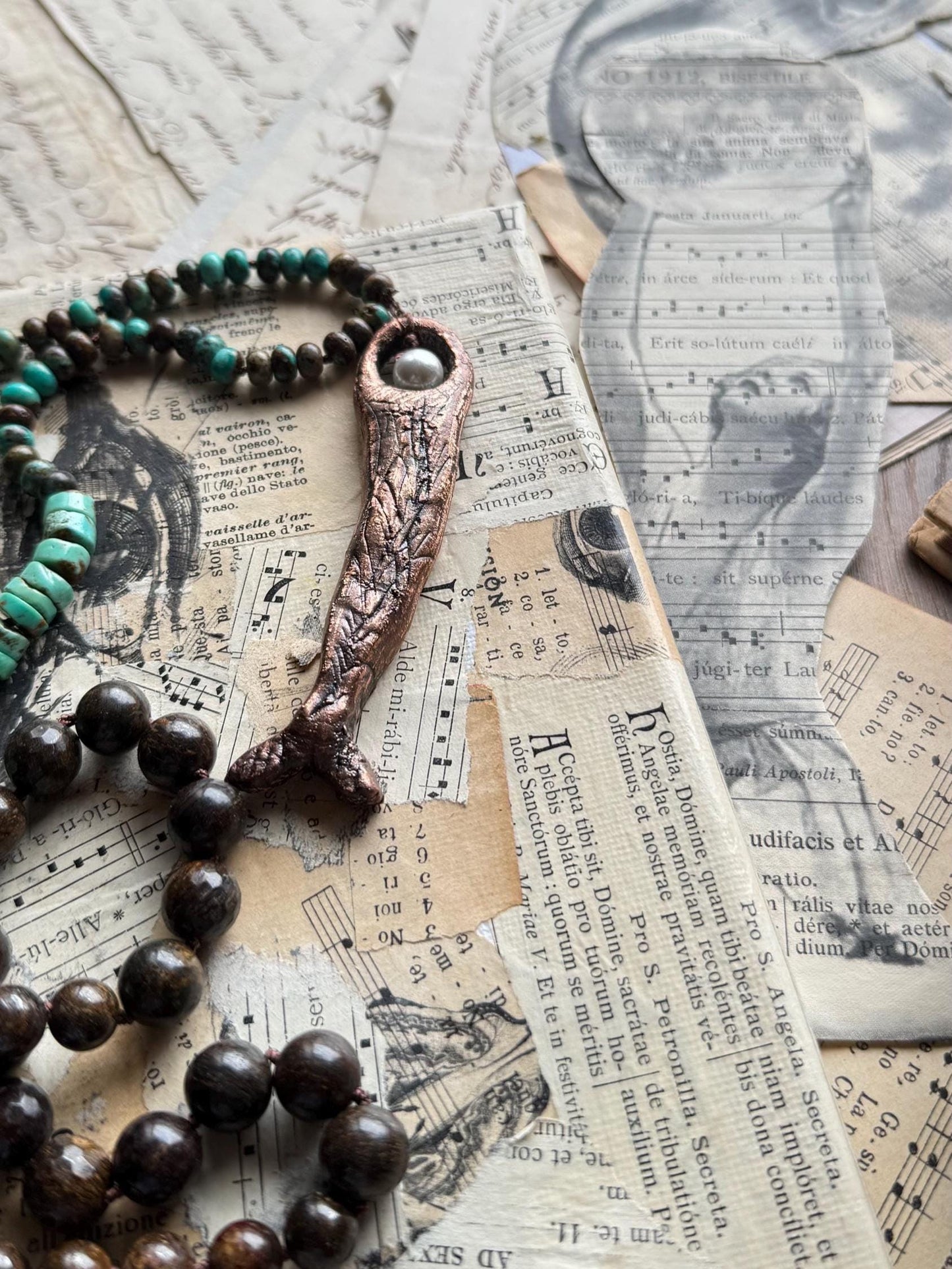 Collana turchese con ciondolo sirena