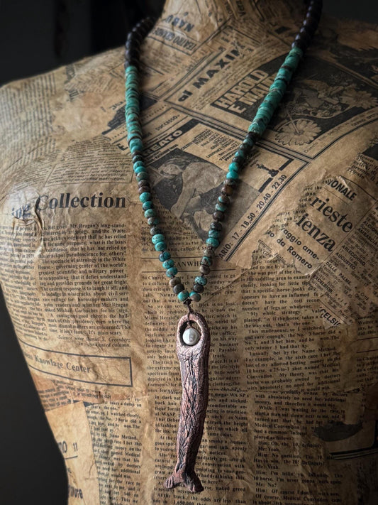 Collana turchese con ciondolo sirena