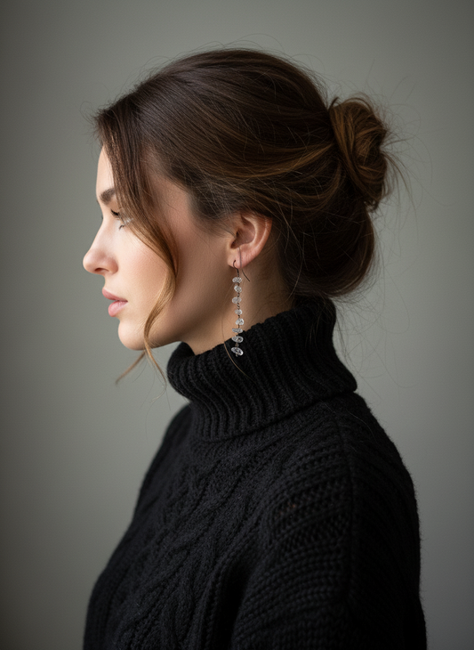 Orecchini lunghi con diamanti di Herkimer