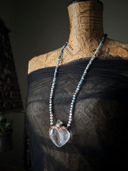 Collana con acquamarina e cuore in quarzo Himalaya – Ebbijoux