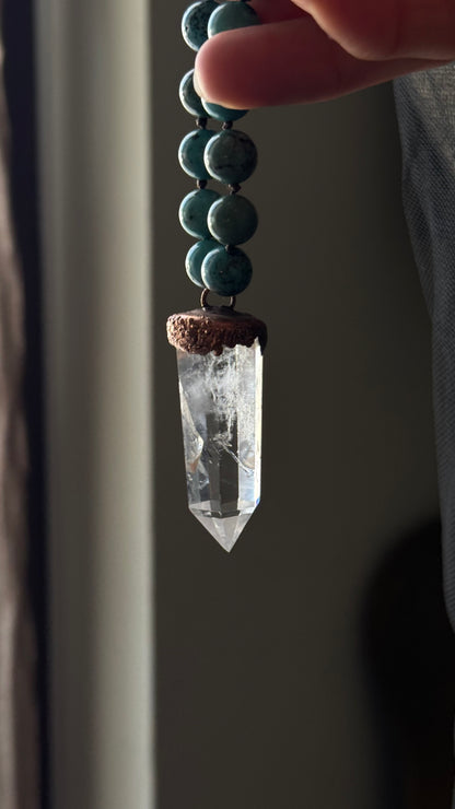 Long Blue Howlite & Himalayan Quartz Necklace – Mod. 17