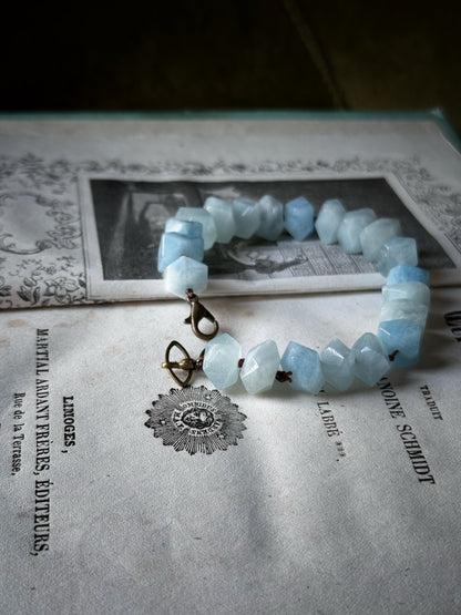 Colorful Natural Stone Bracelet - Amethyst Rose Quartz Aquamarine