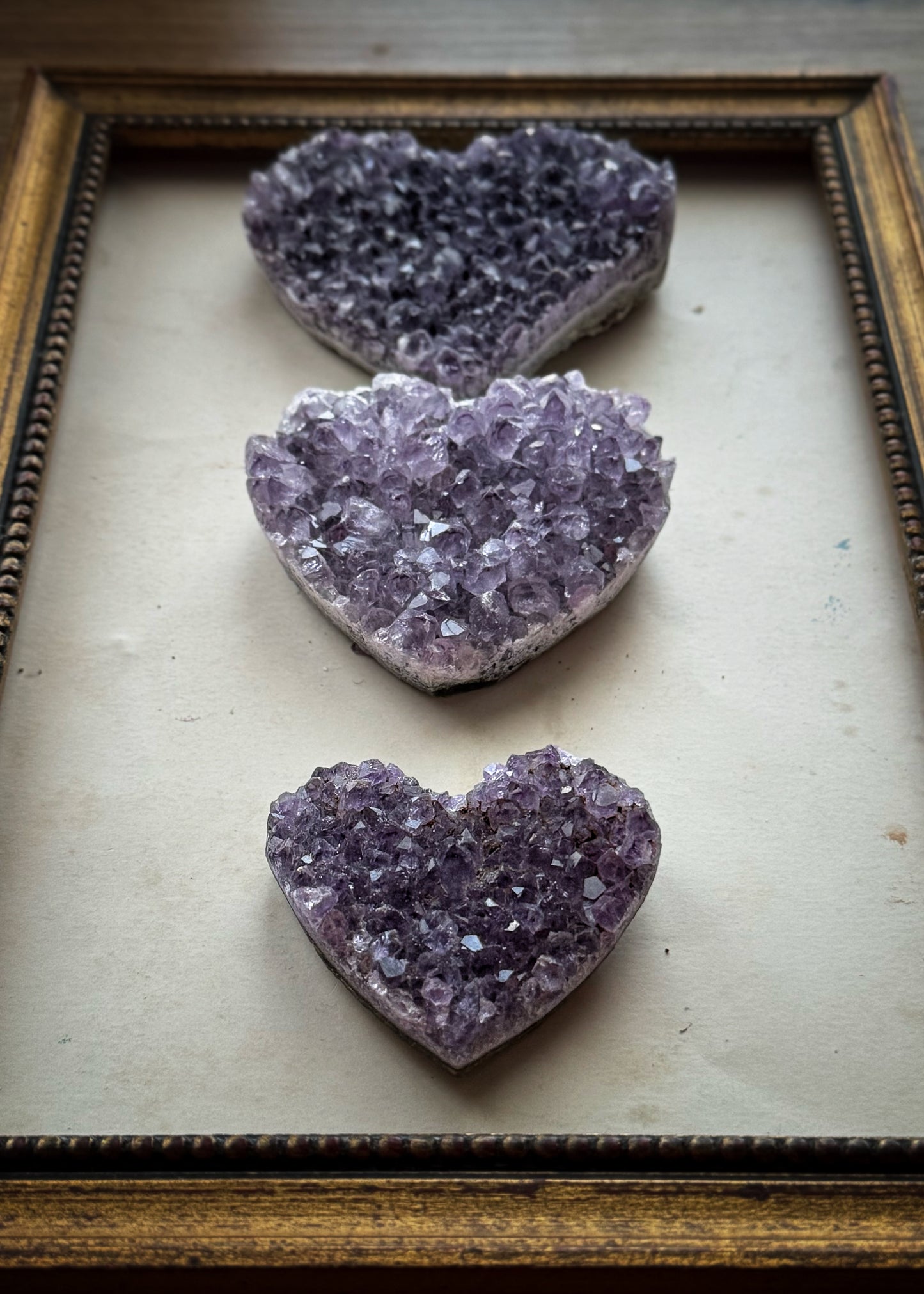 Natural Amethyst Druse Hearts – Artistic Mineral Decoration