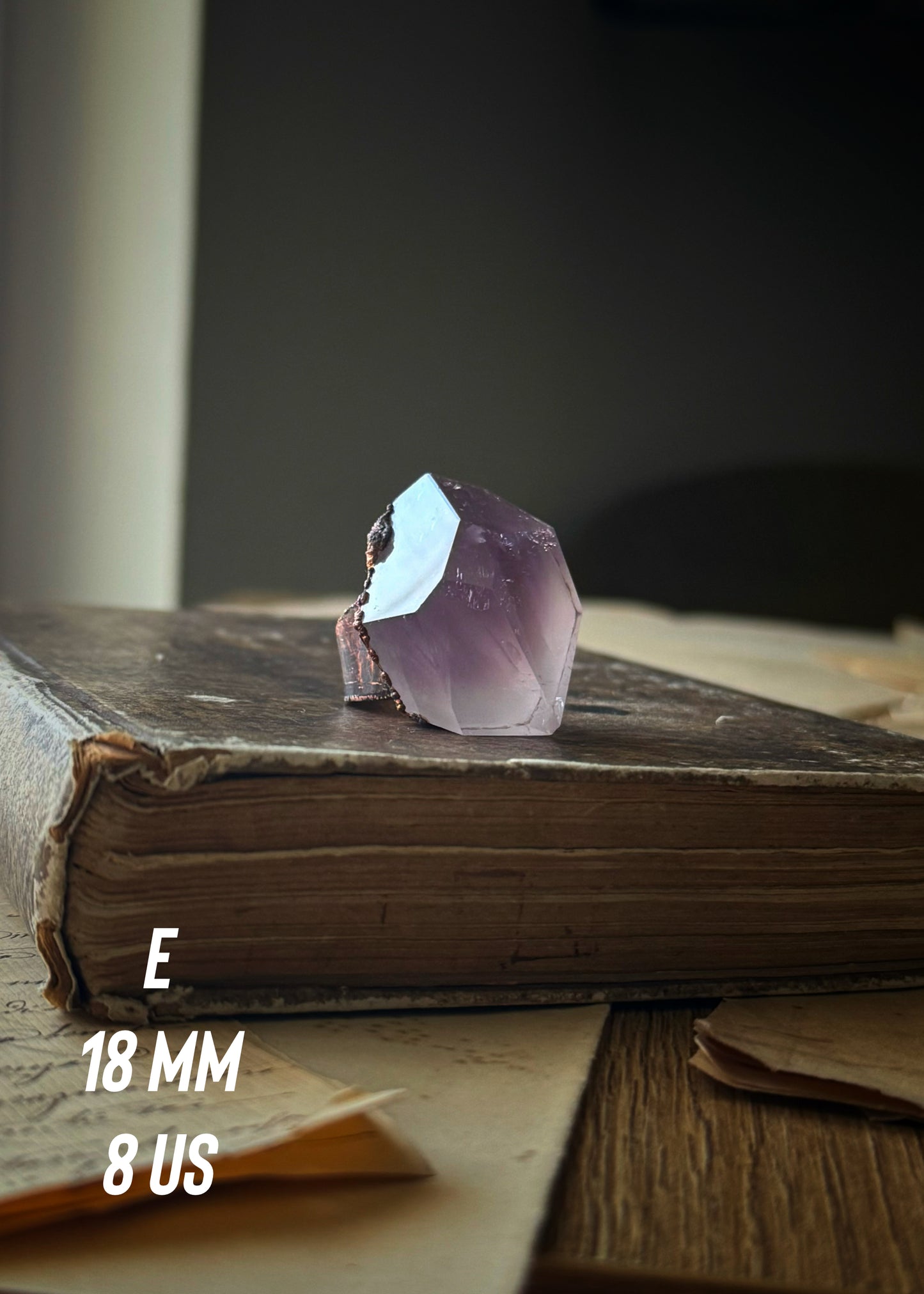 Ring with large Amethyst stone Size 6-7-8-10