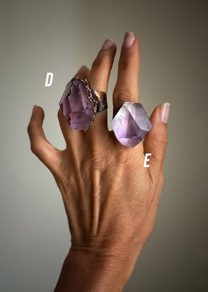 Ring with large Amethyst stone Size 6-7-8-10