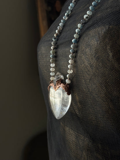 Collana con acquamarina e cuore in quarzo Himalaya – Ebbijoux
