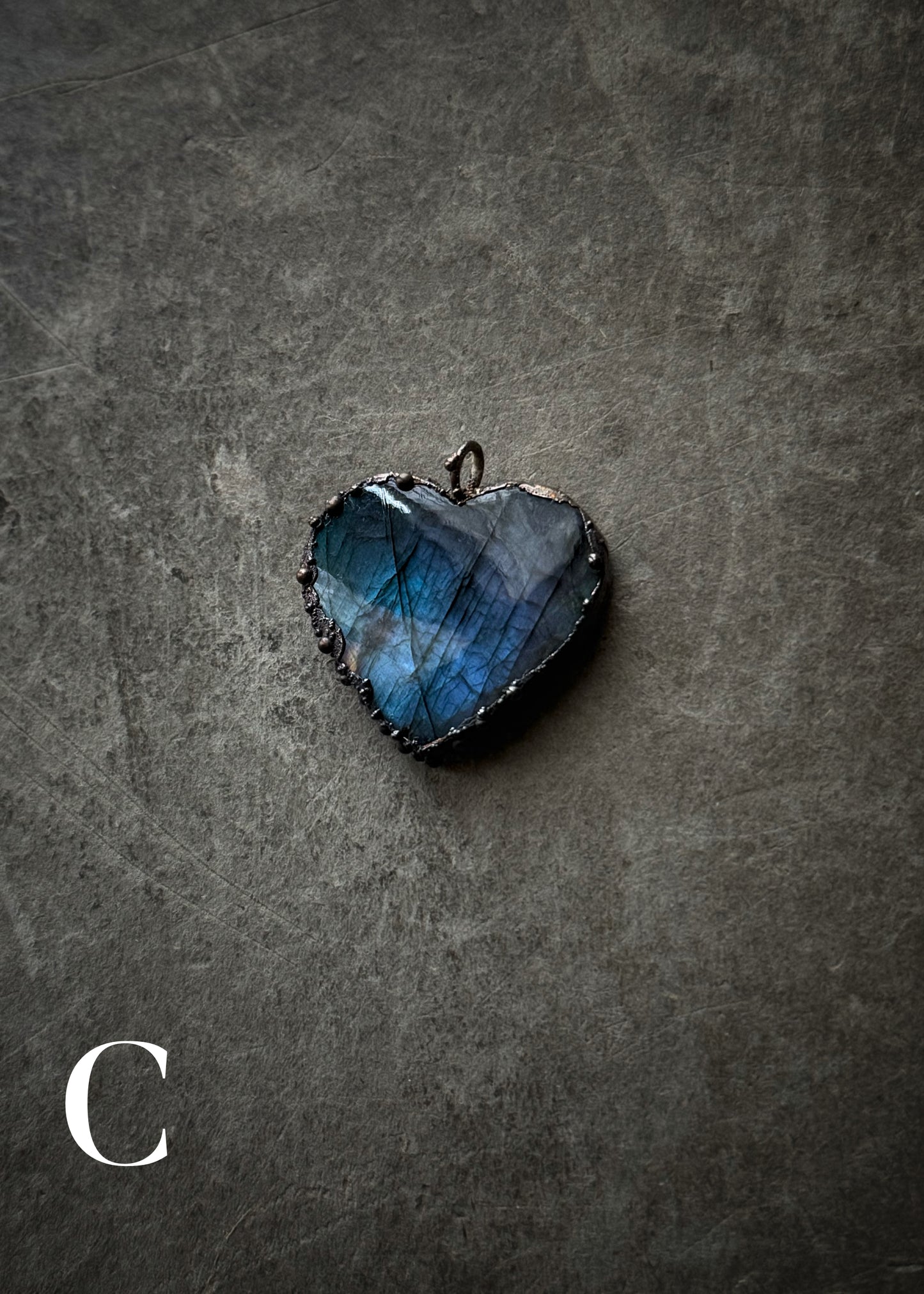 Copper labradorite heart necklace - Handmade pendant with custom chain